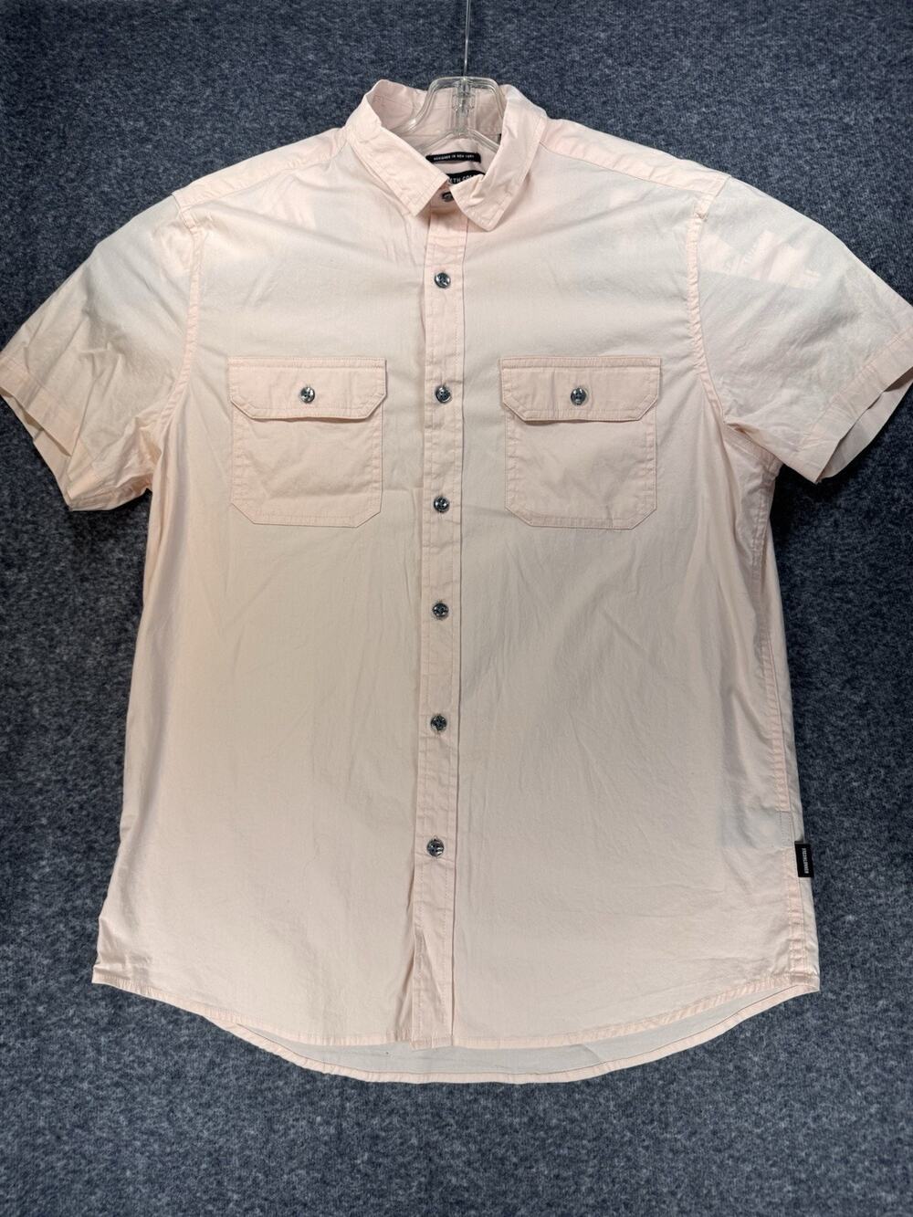 Kenneth Cole New York Slim Fit Mens Preppy Stretch Shirt Blush Pink Lrg A229